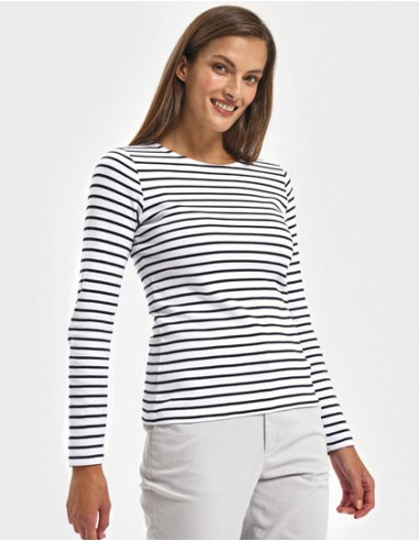 ASQ-AQ071-Womens Marinière Coastal Long Sleeve Tee